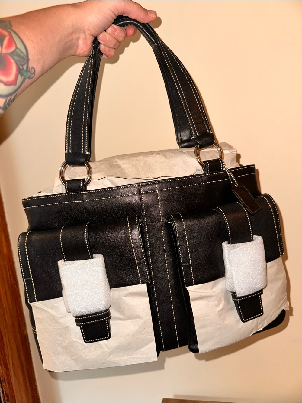 Coach | Soho Leather East/West Tote | Style 6468 (Black) - Picture 3 of 10